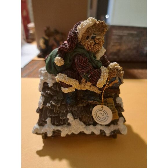 Boyds Bears Vintage Santa Bear Music Box Christmas Holiday Rooftop 4.5" Figurine - Picture 1 of 8